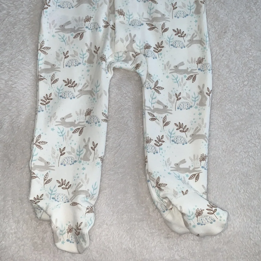 NWT Magnetic Me Meadow Rabbits Cream and Brown Footie 6-9M Hare & Tortoise - Picture 3 of 9